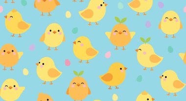 Tavuklar ve tavuklarla kusursuz bir desen.