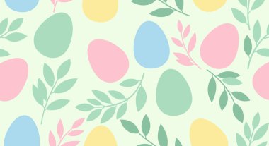Paskalya yumurtalarıyla kusursuz desen, vektör illüstrasyonu