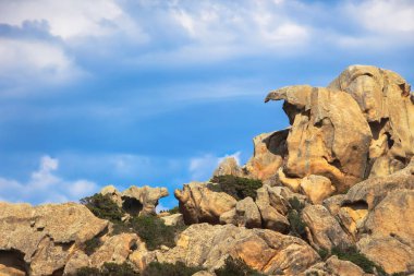 Punta Galera, La Maddalena, Sassari Eyaleti, Sardunya, İtalya, Avrupa 'da rüzgar estiren granit