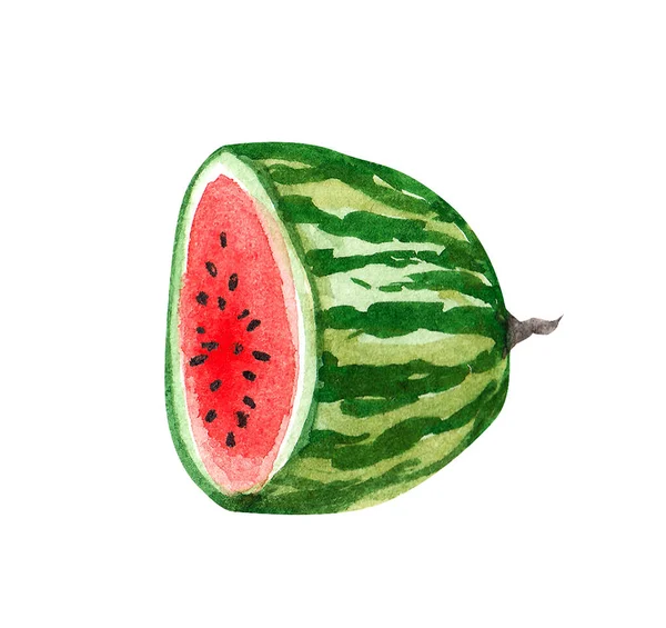 Aquarel Watermeloen Plak Aquarel Handgemaakt — Stockfoto
