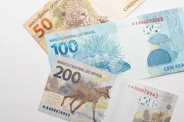 Parte Posterior Del Billete Brasileño Con Animales Impresos Brasileño 200 —  Fotos de Stock