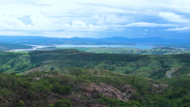 Landscape View Cerrado Mineiro Capitolio Brazil Panoramic Video Mountains Lago — Stock Video