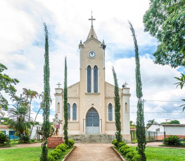 Vargem Bonita - MG, Brezilya - 12 Aralık 2020: Sao Sebastiao Kilisesi, Campinopolis.