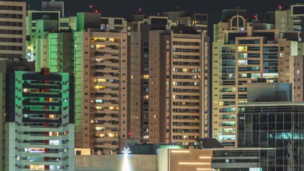 Upływ Czasu Dużego Miasta Wysokimi Budynkami Nocy Miejskie Życie Nocne — Wideo stockowe