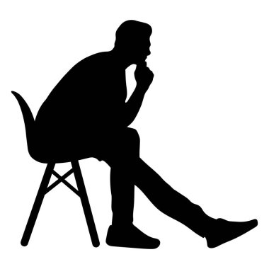 Düşünen adam silueti sandalyede oturuyor, yandan bakıyor.
