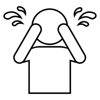 Ağlayan kişi pictogram çizgisi simgesi, üzgün insan ana hatları vektörü