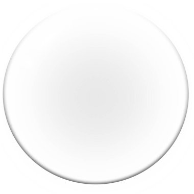 Temiz, beyaz dairesel bir küre, ince gri bir eğim ve yumuşak bir damla gölgesi var. UI / UX düğmeleri, web simgeleri veya soyut geometrik bileşimler için minimalist tasarım ögesi