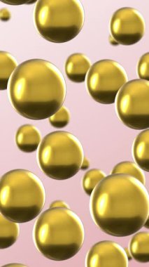 Yumuşak Pembe Arkaplanda Yüzen Altın Küreler, 4K Özet Video