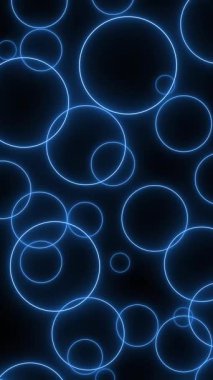 Karanlık bir arkaplanda yüzen neon mavi dairelerin soyut videosu.