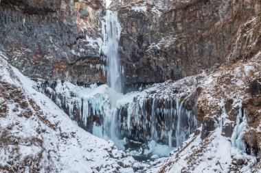 Winter scenery of Kegon Falls in Oku-Nikko, Tochigi Prefecture
