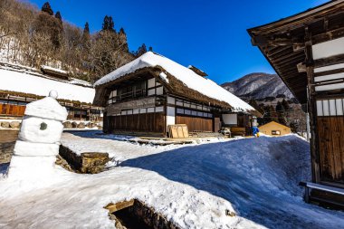 Ouchijuku, Fukushima Bölgesi Kış Manzarası