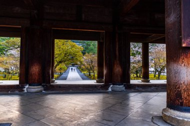 Kyoto 'daki Nanzenji Tapınağı' nda kiraz çiçeği manzarası.