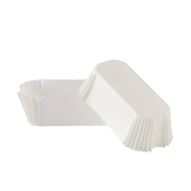 Beyaz arka planda izole edilmiş ekinler ve kekler için beyaz kağıt pişirme formu