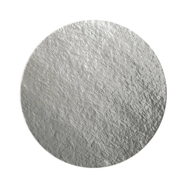 Yuvarlak gümüş tepsi deseni beyaz arkaplan üzerinde izole, şekerleme nesne fotoğrafçılığı