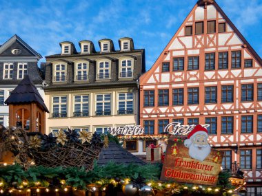Frankfurt, Hesse, Almanya 'da Roemer' da Noel pazarı