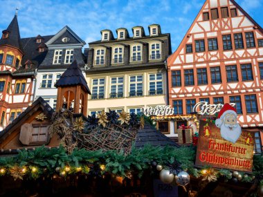 Frankfurt, Hesse, Almanya 'da Roemer' da Noel pazarı