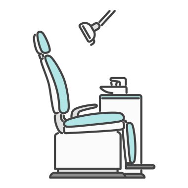 Düzenli kontroller ve önleyici bakım için muayene ışığı olan erişilebilir bir diş hekimi tasviri. Katlanan ayak sehpası yaşlı ve tekerlekli sandalye kullanıcılarına kolay erişim sağlıyor. Klinik siteleri için ideal, hasta yönlendirme materyalleri.