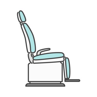 Yaşlı ve tekerlekli sandalye kullanıcıları için tasarlanmış katlanabilir ayaklığı olan erişilebilir bir diş hekimi tasviri. Çoğunlukla modern diş kliniklerinde kullanılır. Tıbbi sunumlar, hasta eğitimi, sağlık hizmetleri web siteleri için uygundur