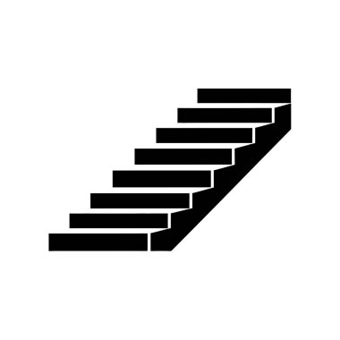 Beyaz bir arkaplana karşı koyu siyah bir renge bürünmüş, katıksız bir zıtlık yaratan bir merdiven uçuşunun basit, grafik bir çizimi.