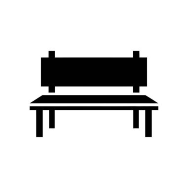 Bir park bankının basit siyah silueti, grafik tasarımı ve web ögeleri için ideal.