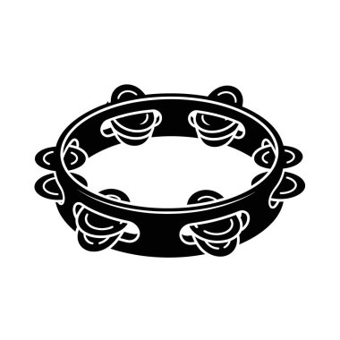 Tef 'in basit bir siyah-beyaz çizimi, şıngırtılı bir perküsyon enstrümanı, genellikle çeşitli müzik türlerinde kullanılır..