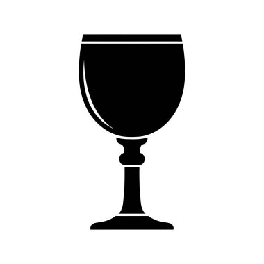 Klasik bir şarap kadehinin parlak, siyah bir silueti. İçkiyle ilgili tasarım ve ikonlar için mükemmel..