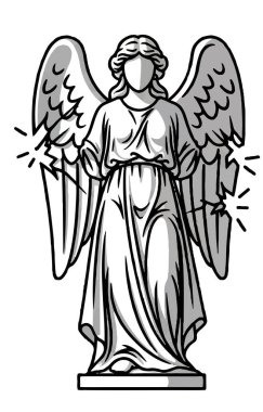 Kanatlı ve uzun cüppeli melek heykeli