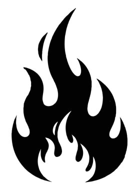 Beyaz arkaplanda basit bir siyah alev simgesi