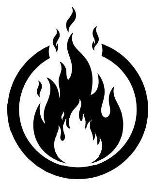 Dairesel sınır içindeki basit siyah alev simgesi