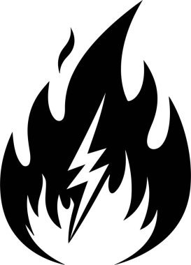 Yıldırımlı siyah bir alev simgesi