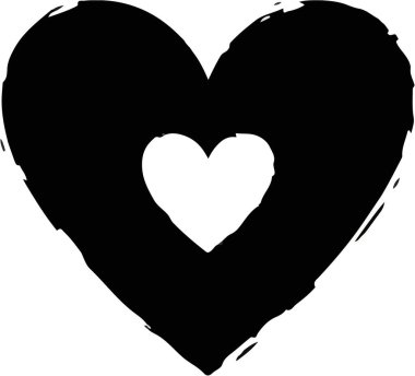 İçi beyaz bir kalbe sahip siyah bir kalp.