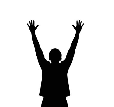 Elleri havada bir insanın silueti.