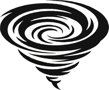 Dönen hareketli ve spiral şekilli siyah bir kasırga çizimi