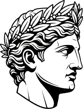 Defne çelenginin siyah beyaz çizimi