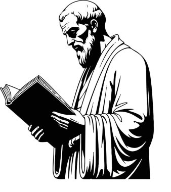 Sakallı adam kitap okuyor.