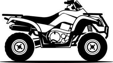 Ayrıntılı siyah-beyaz dörtlü bisiklet vektör çizimi