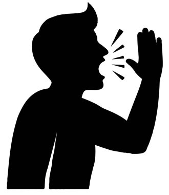 Adam eli ağzında bağırıyor.