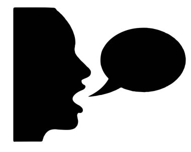 Konuşma baloncuğuyla konuşan birinin siyah silueti.