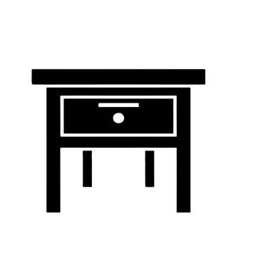 Çekmeceli ve saplı minimalist bir komodin.