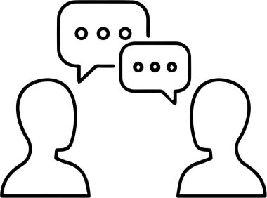 Konuşma baloncuklarıyla konuşan insanların minimalist çizimi