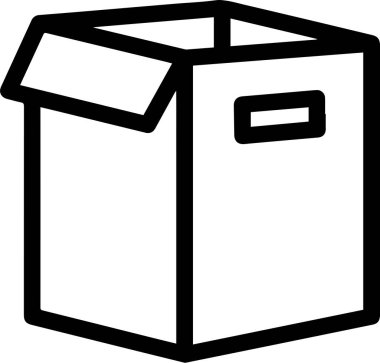 Kenarı açık ve saplı beyaz bir kutunun basit bir çizimi