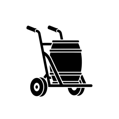 Ağır fıçı ve fıçıları taşımak için tasarlanmış bir varil bebek arabasının siyah beyaz çizimi