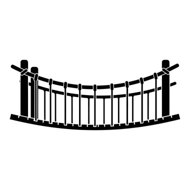 Genellikle macera parklarında ya da oyun alanlarında, boşlukları doldurmak ya da engelli parkur elementi olarak tasarlanan bir halat köprüsünün basit siyah beyaz çizimi.
