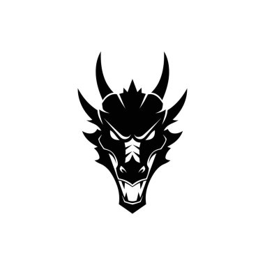 Çarpıcı bir siyah ejderha kafası logosu. Oyun, fantezi ya da güçlü marka kimlikleri için mükemmel..