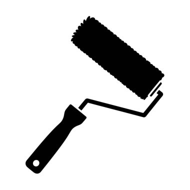 Bir boya silindirinin basit siyah silueti, ev yenileme veya sanatsal çalışmalar sırasında yüzeylere boya uygulamak için kullanılan yaygın bir araçtır.