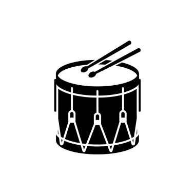 Davul bagetlerinin basit siyah beyaz simgesi, müzik ve ritmi temsil ediyor..
