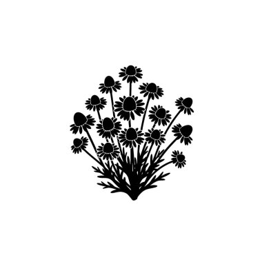 Papatya çiçeği kümesinin minimalist siyah beyaz silueti, narin formlarını ve doğal güzelliklerini vurguluyor..