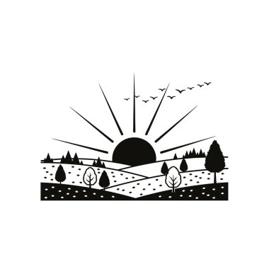 Işınlar ve manzaralı basit siyah güneş