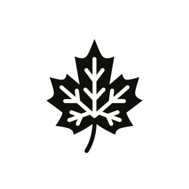 Beyaz arkaplanda izole edilmiş basit siyah akçaağaç yaprağı simgesi