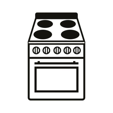 Simple line drawing of electric stove with oven